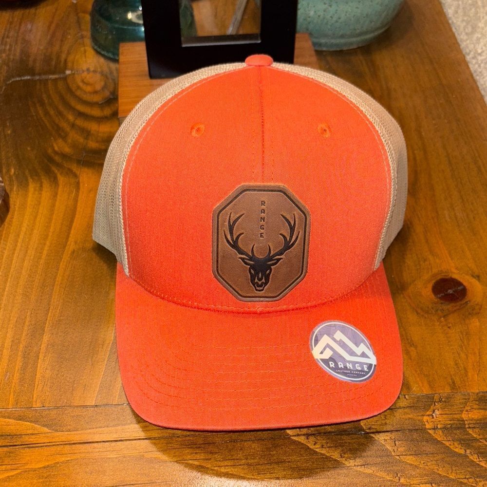 NWT Range Orange and Tan Cap with Deer Logo